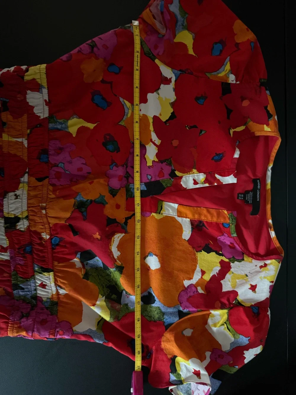Maggy London Red Floral Maxi Dress with Orange & Pink Accents - Picture 6 of 9